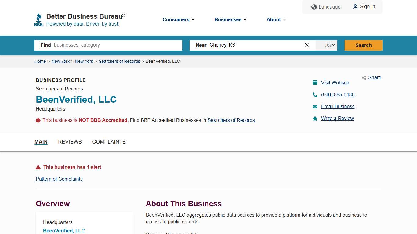 BeenVerified, LLC | BBB Business Profile | Better Business Bureau