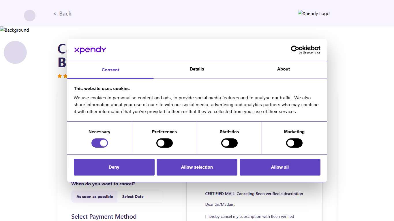 Cancel Been verified within 2 minutes | Xpendy