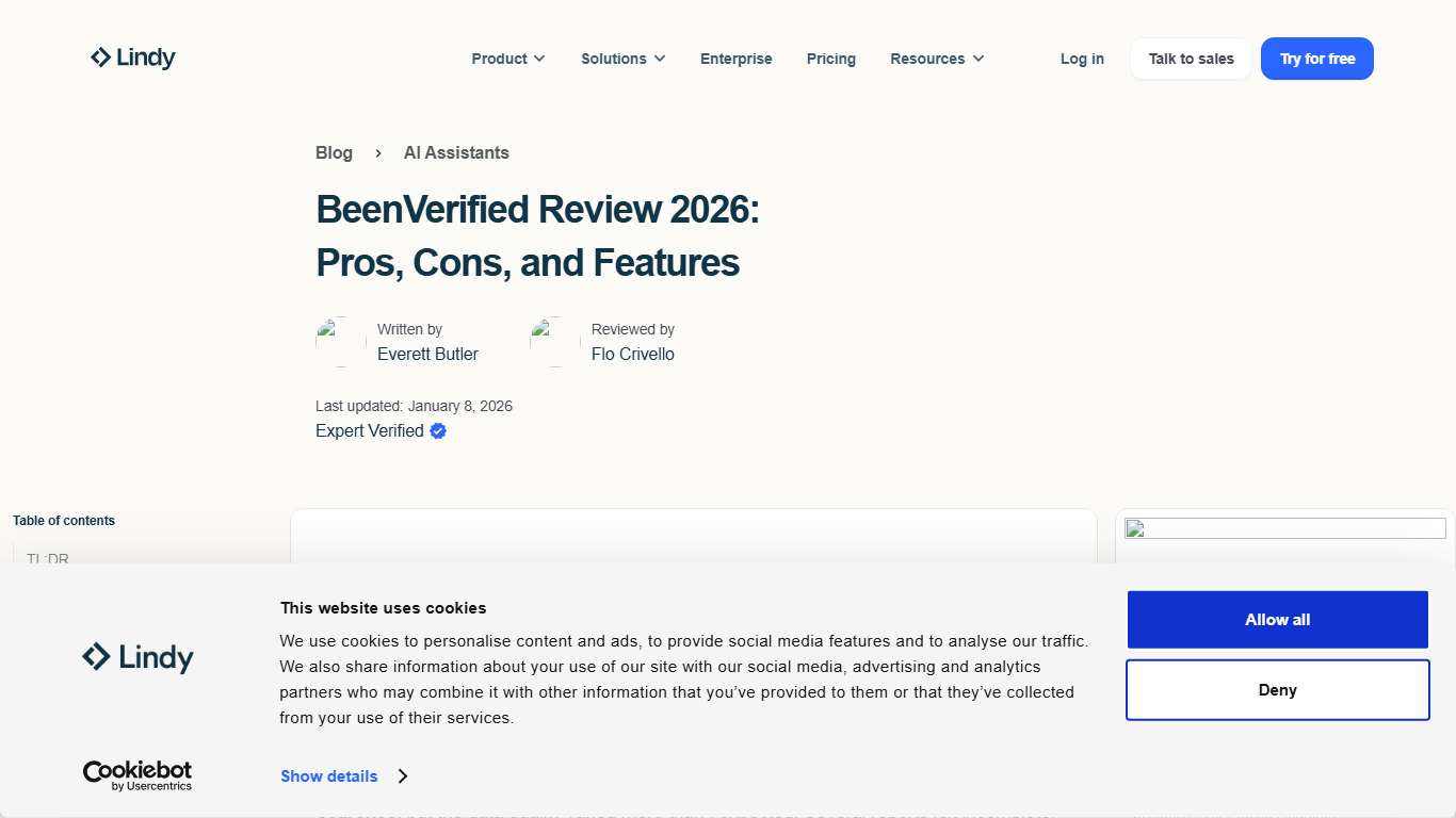 BeenVerified Review 2026: Pros, Cons, and Features | Lindy